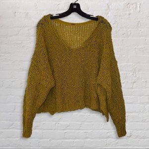 Free People V-Neck Nubby Sweater - Mustard